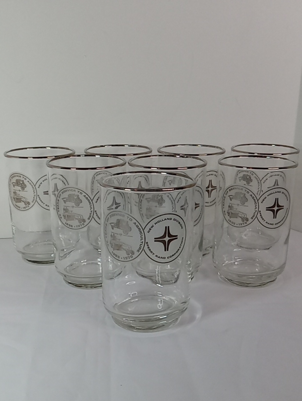 Libbey New Holland Division Sperry Teams Corp. 75th Commemorative Tumblers Set 8